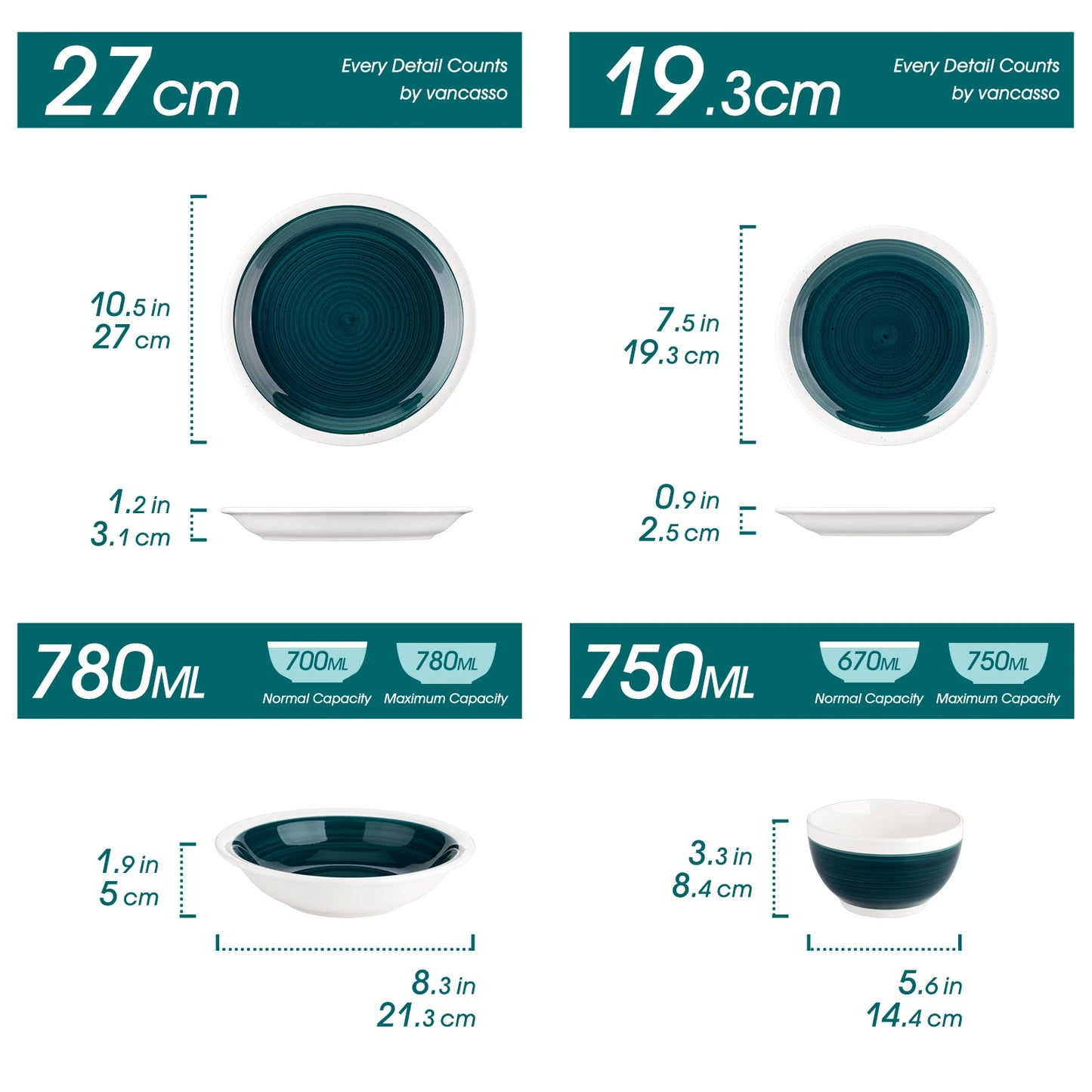 Green Color Stoneware Tableware Set with Dinner/Dessert Plate Cereal/Pasta Bowl