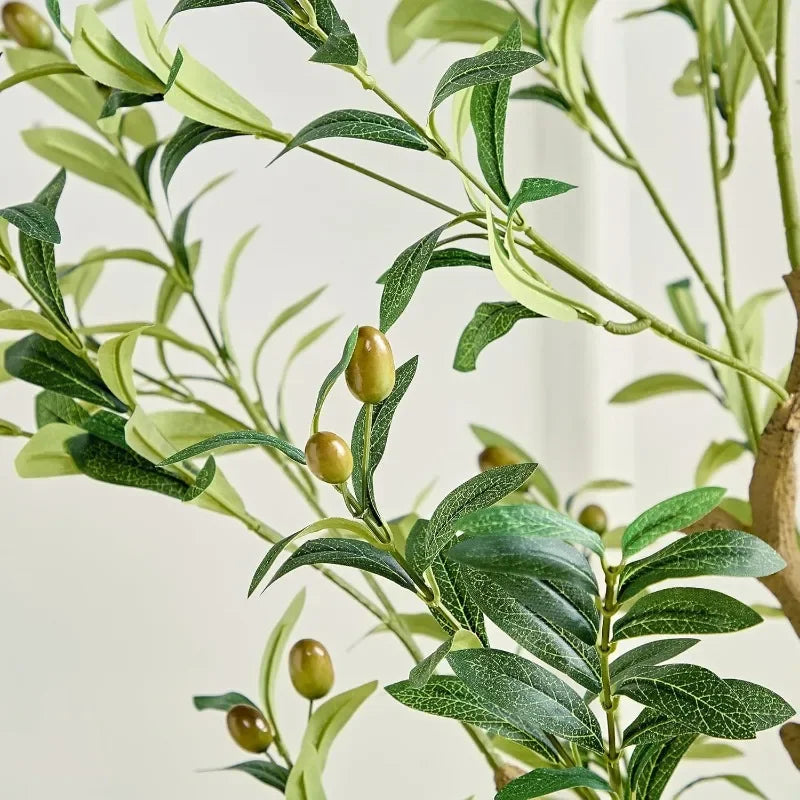 Faux Olive Trees in Pot, Fake Silk Plant with Dried Moss for Indoor Outdoor Home Office