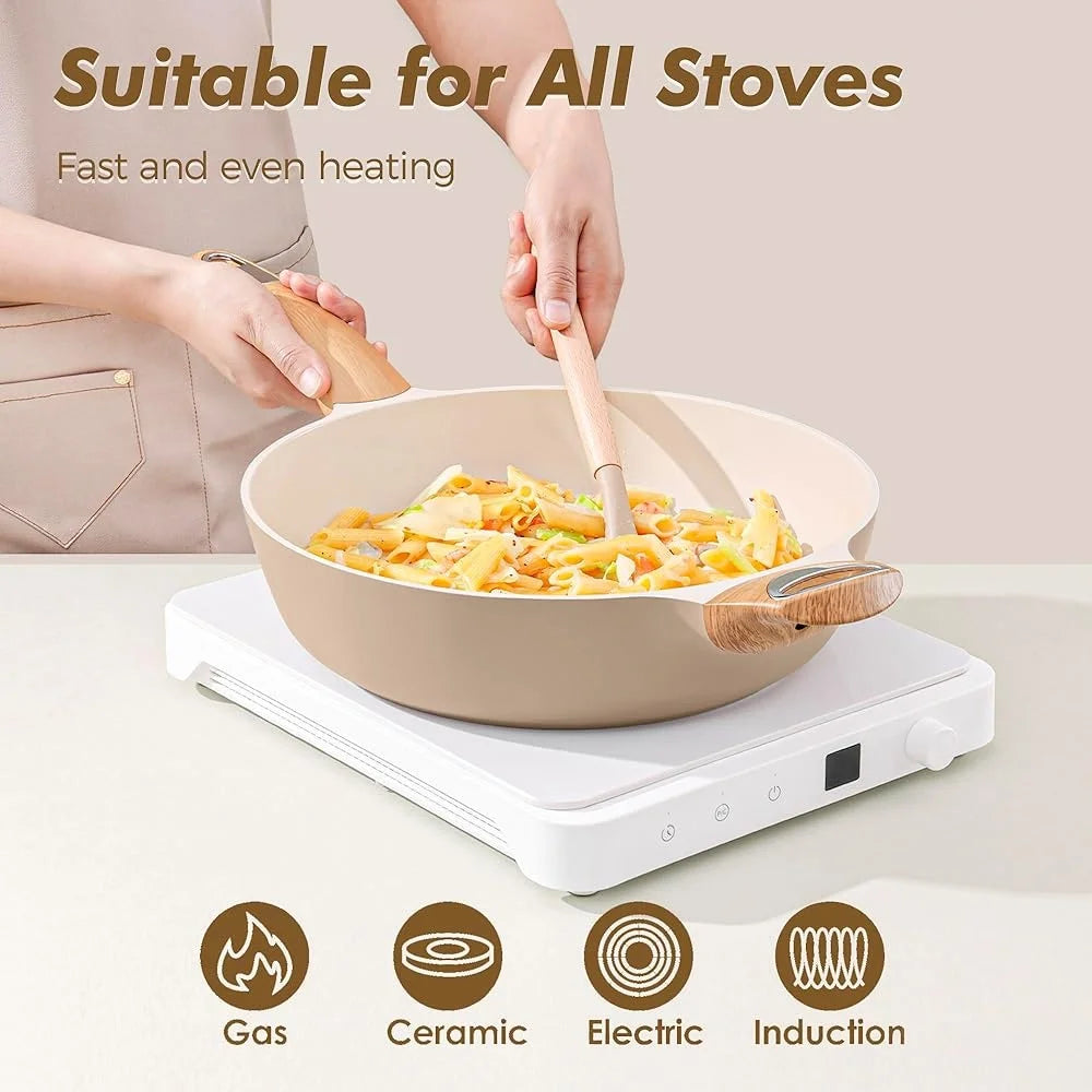 Nonstick Cookware Set Induction Pots Pans Healthy Kitchen Cookware