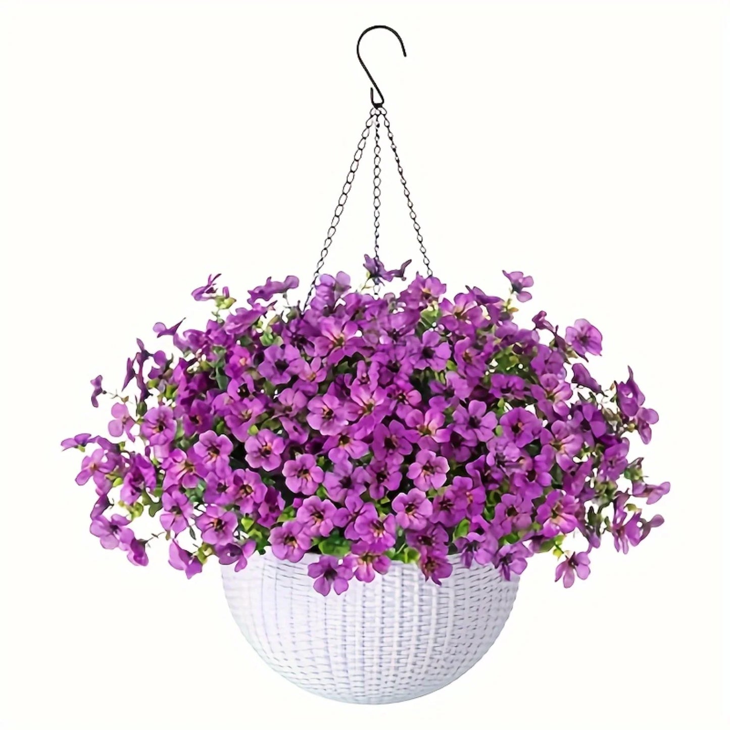 Fake Hanging Flowers With Basket -Artificial Flowers, Outdoor/Indoor Patio Lawn Decor,