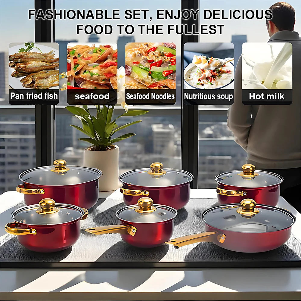 Cookware Set Non-Stick Pan Stock Soup Pots Casseroles Cooking Pot Kitchen Utensils Cooking Tool