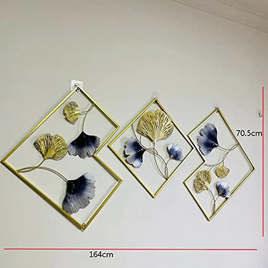3Pcs Modern Ginkgo Metal 3D Wall Decoration Art Hanging Sculpture Home Garden Hanging Decor 164*70.5cm