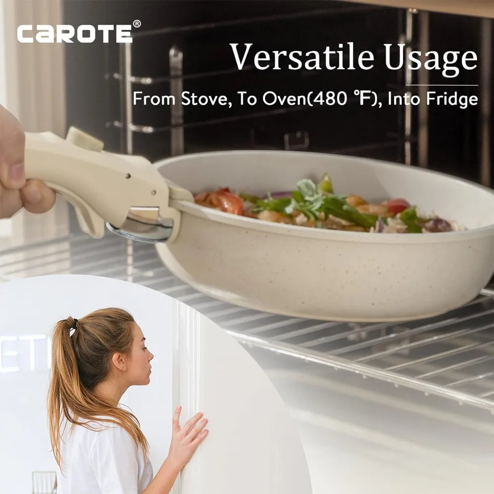 , Nonstick Cookware Sets Detachable Handle, Induction RV Kitchen Set Removable Handle,