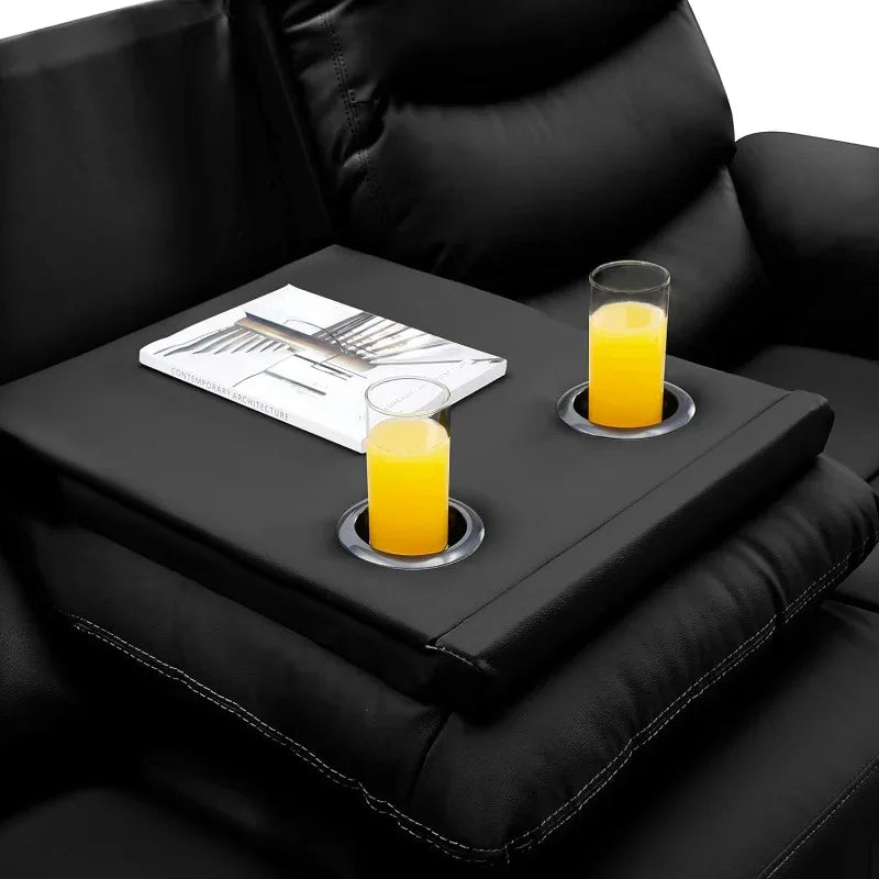 Sofa Set with 2 Recliners,3-Seater Leather Adjustable Loveseat Couch