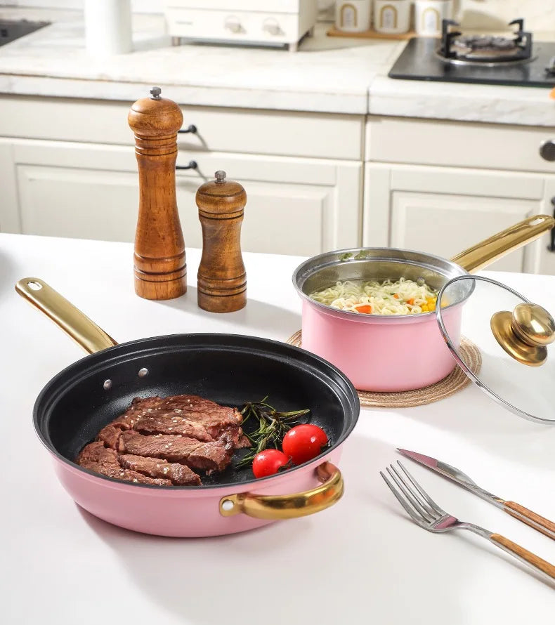 Stainless Steel Cookware Set, 5 Counts/setDurable Multi-purpose Easy To Clean