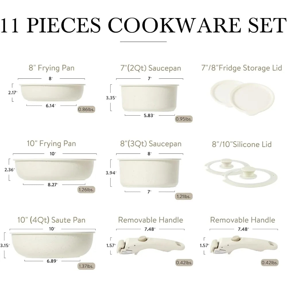 Pots and Pans Set, Nonstick Cookware Sets Detachable