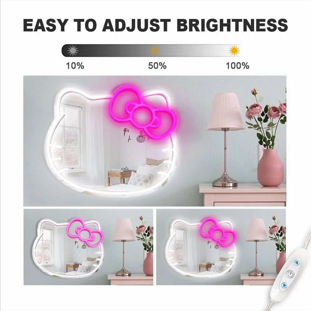 Wall Mirror with " Anime Neon Sign for Dresser, Locker Room, Living Decor
