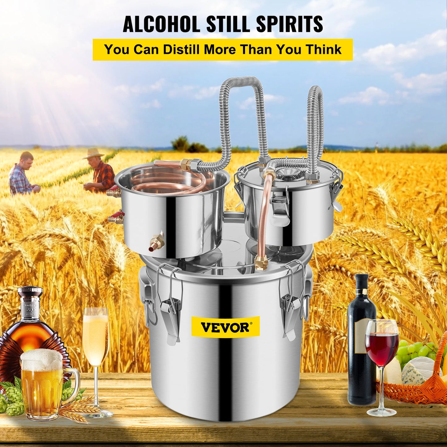 Alcohol Brewing Distiller DIY Moonshine Apparatus Stainless Steel Still Whisky Beer Brandy Home Appliance