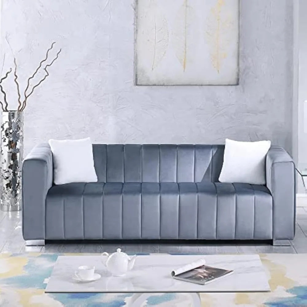 Modern Sofa Couch 2 Set for Living Room, Velvet Chesterfield 2-Pcs Upholstered Sofa