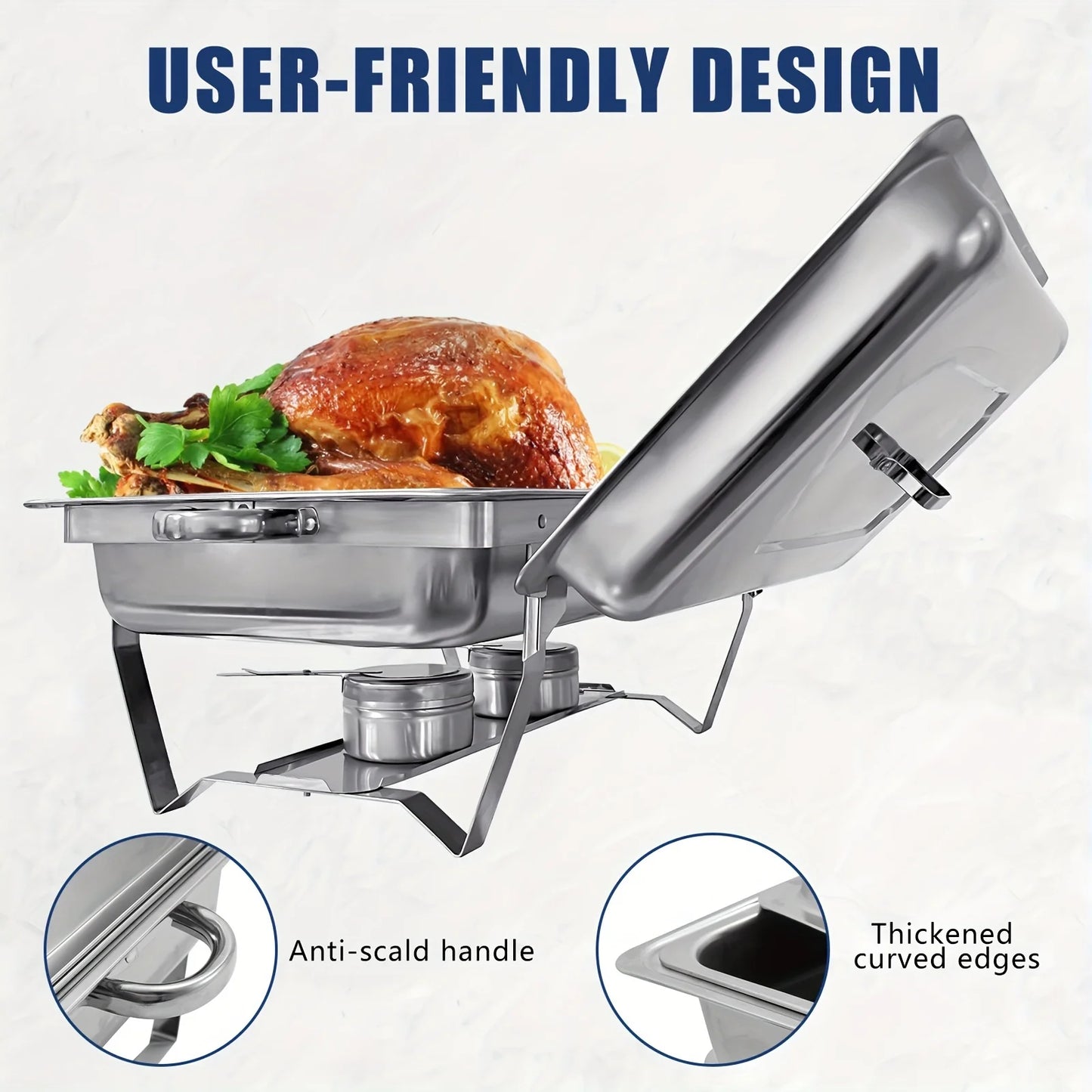 Chafing Dish Buffet Set 8QT Stainless Steel Food Warmer Chafer Complete Set With Water Pan, Chafing Fuel Holder