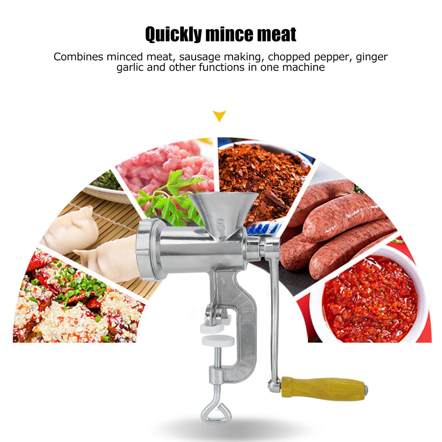 Grinding Machine Household Aluminum Alloy Manual Sausage Meat Grinder Pepper Spice Grinding Machine Kitchen Tool Manual Grinder