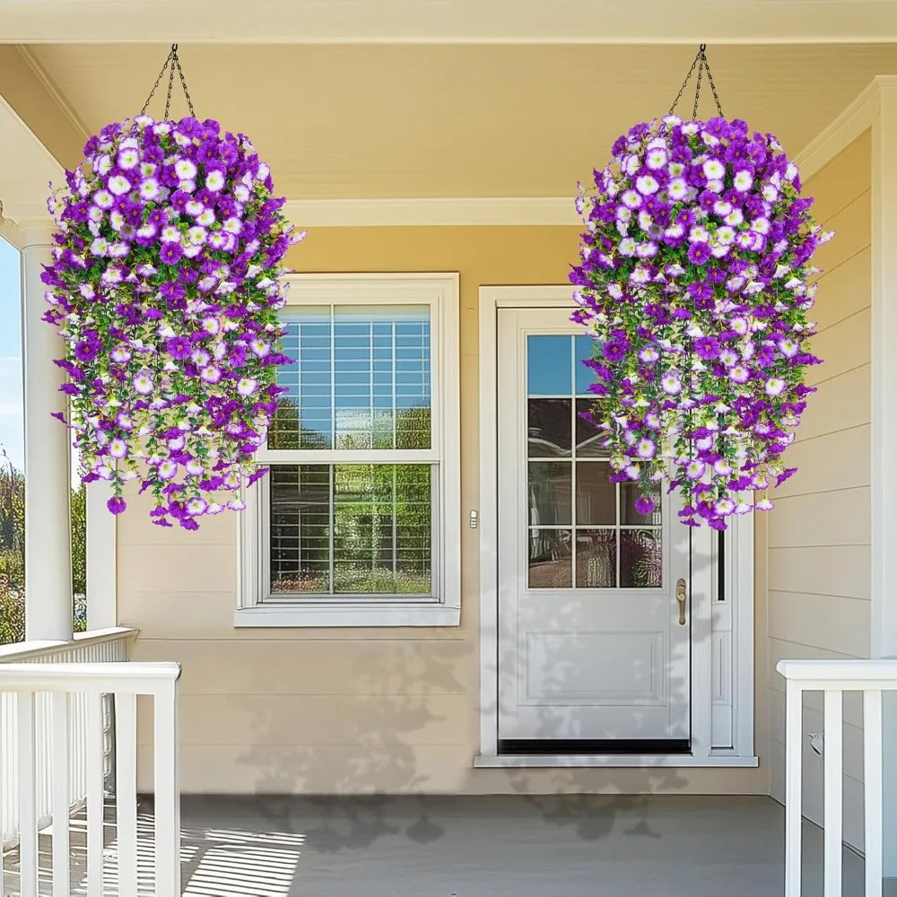 8 Packs Look Real Artificial Flowers for Outdoors, Fake Hanging for Outdoors Realistic