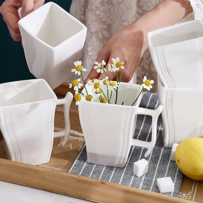 Porcelain Dinnerware Sets, Modern Square Dinner Set Plates and Bowls for Dessert, Salad and Pasta,