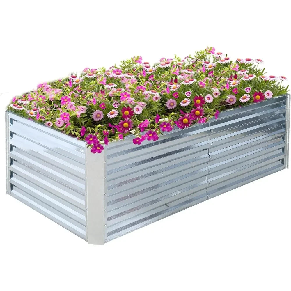 Galvanized Raised Garden Bed Box Large Metal Outdoor Flower Bed Steel Patio Ground Planter for Planting Vegetables