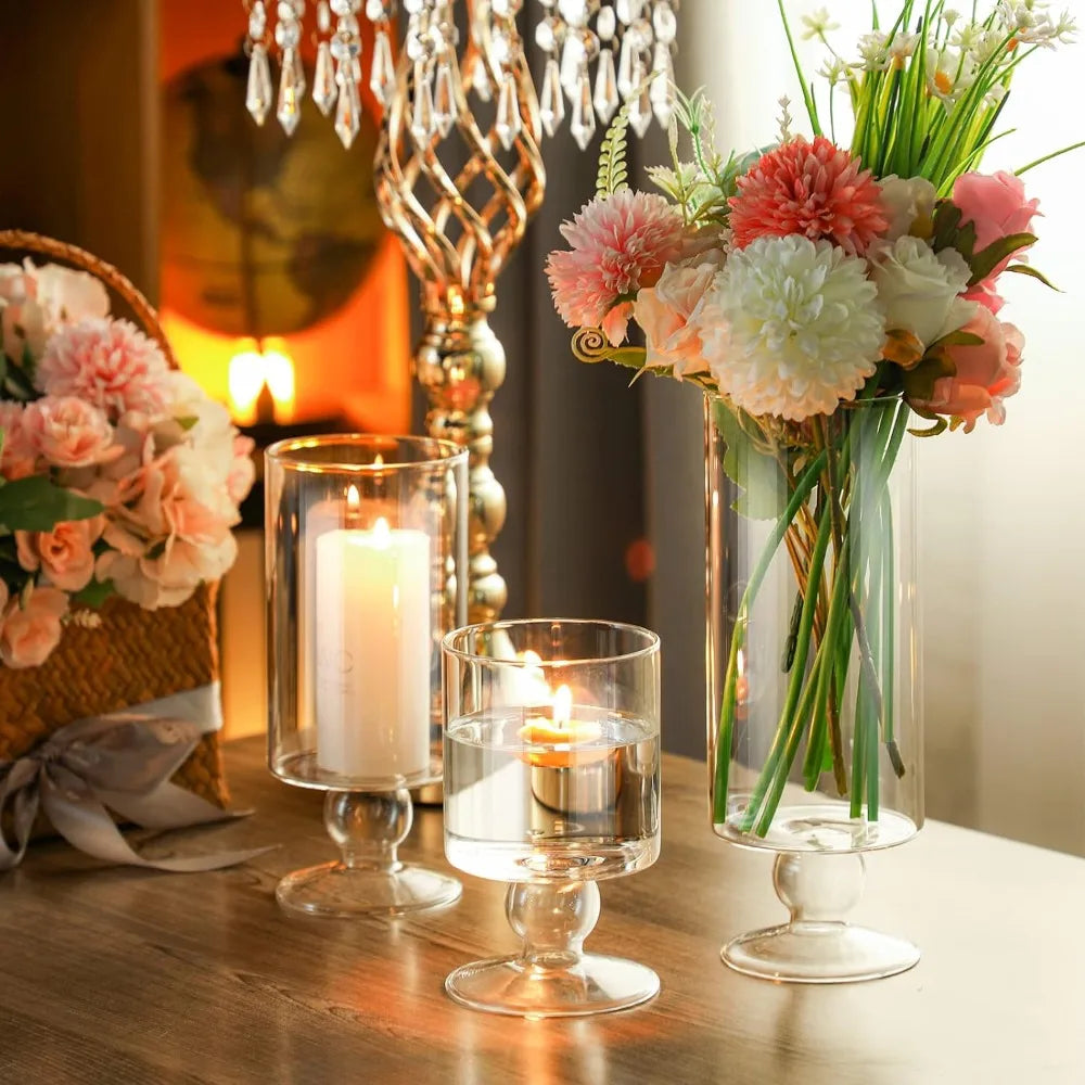 Flower Vase Glass Pillar Candle Holders Glass Floating Candle Holder Flower Vase Room Decor Home Garden