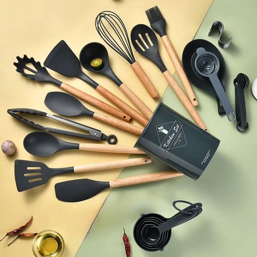 Non-stick Pot Special Cooking Tools Set With Storage Bucket, Multipurpose Kitchenware, Heat Resistant Cookwar