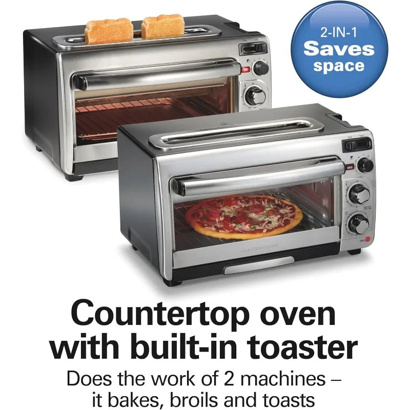 Toaster Oven and Long Slot 2 Slice Toaster, 60 Minute Timer and Automatic Shut Off