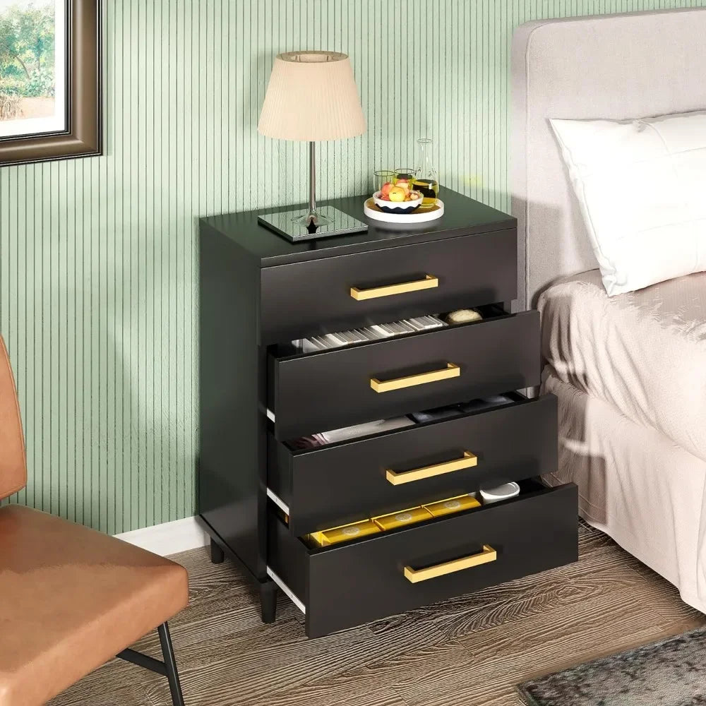 Black Dresser for Bedroom Set of 2,Dressers Bedroom Furniture with 4 Drawers