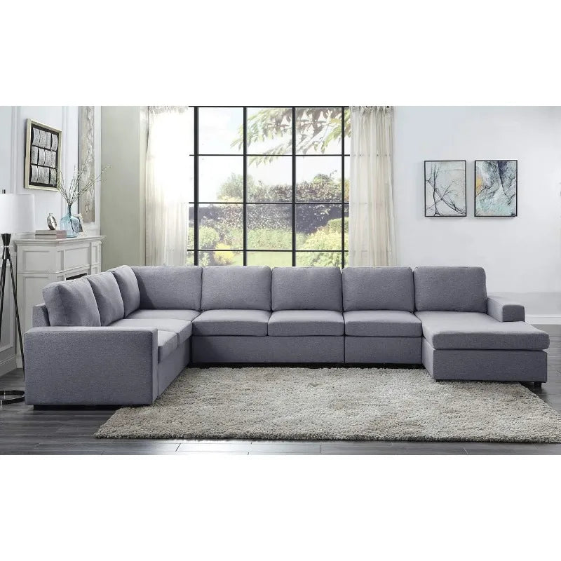 Oversized Modular Sofa Set, Sectional Couches for Living Romeu Shaped Sofa with Chaise Lounge,