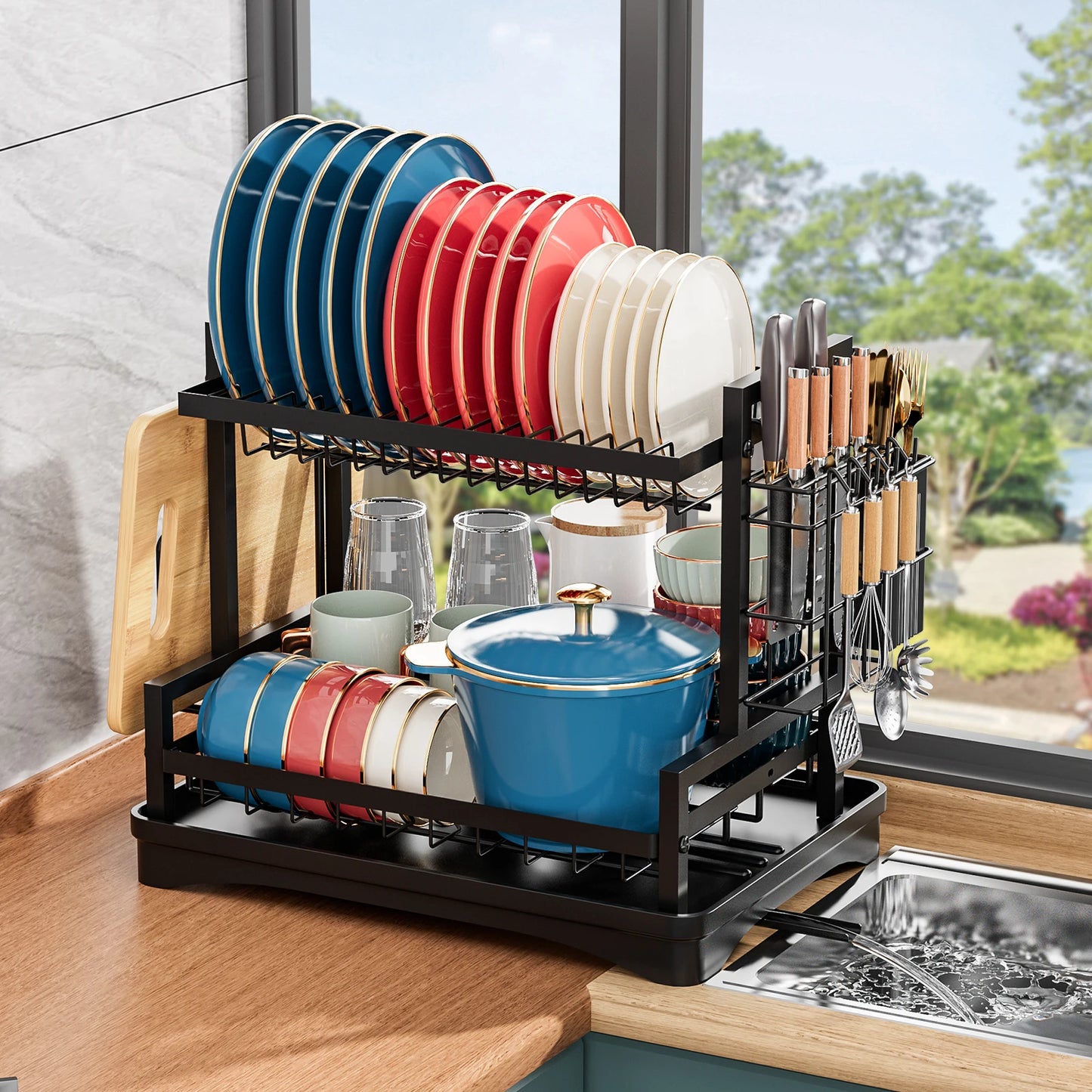 Dish Drying Rack Multifunctional Dish Rack for Kitchen Counter, Storage