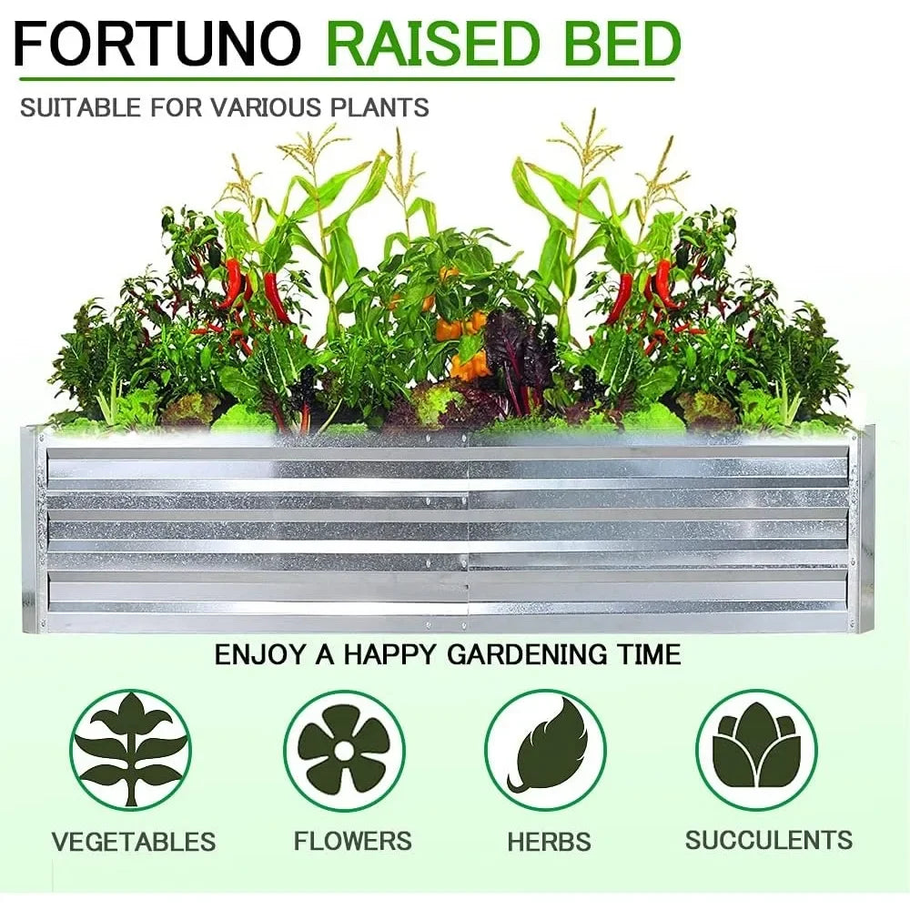 Galvanized Raised Garden Bed Box Large Metal Outdoor Flower Bed Steel Patio Ground Planter for Planting Vegetables