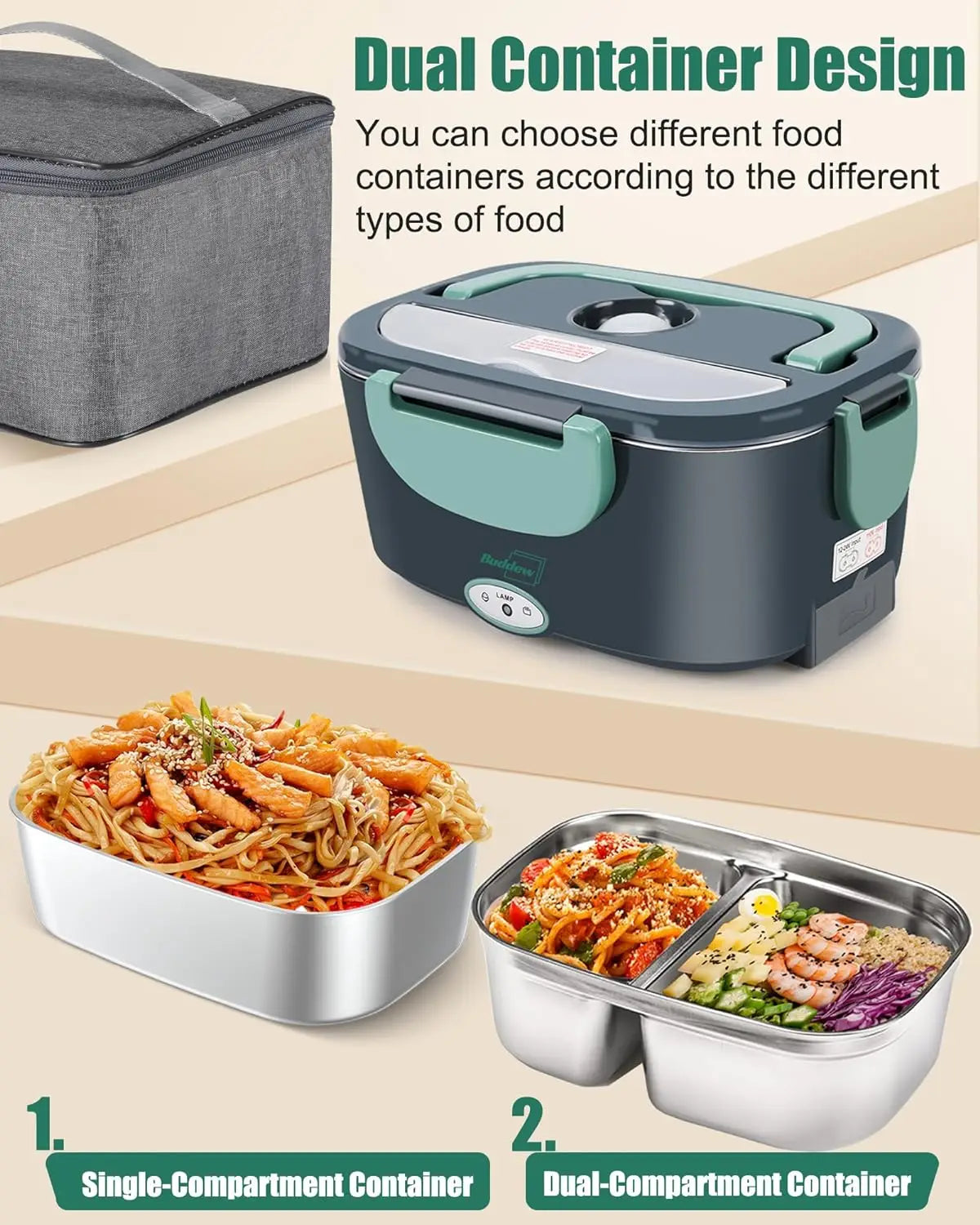 Budded Electric Lunch Box 80W Food Heater for Adults,