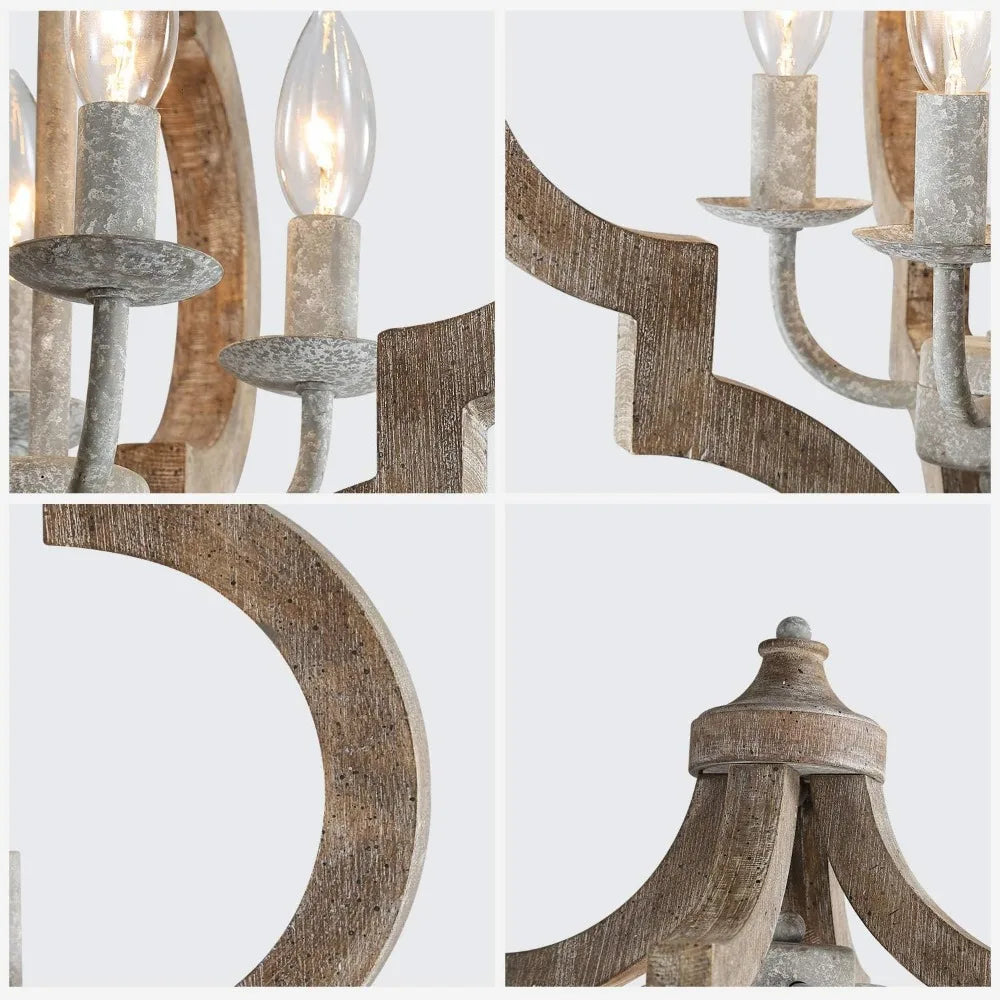 Garden Decorations 4-Light Wood Farmhouse Chandelier Decors Home