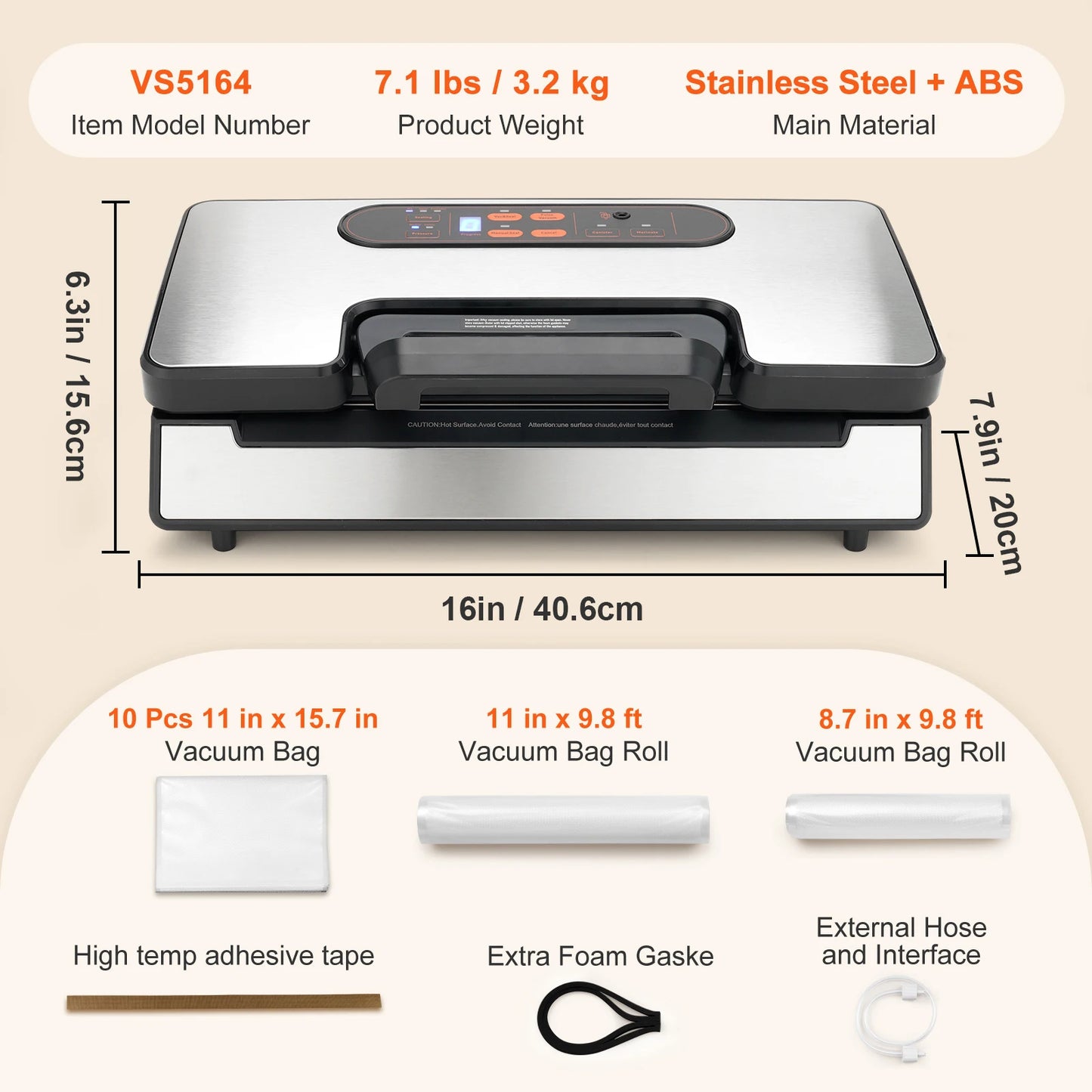 Vacuum Sealer Food Packaging Machine with Free 10pcs Vacuum bags for Household Kitchen Vacuum Food Sealing
