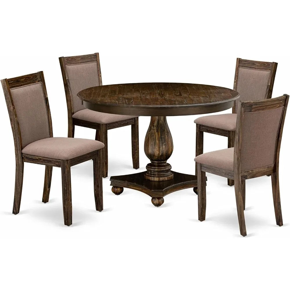 Kitchen Set for 4 Includes A Round Dining Room Table with Pedestal, Dining Room Sets