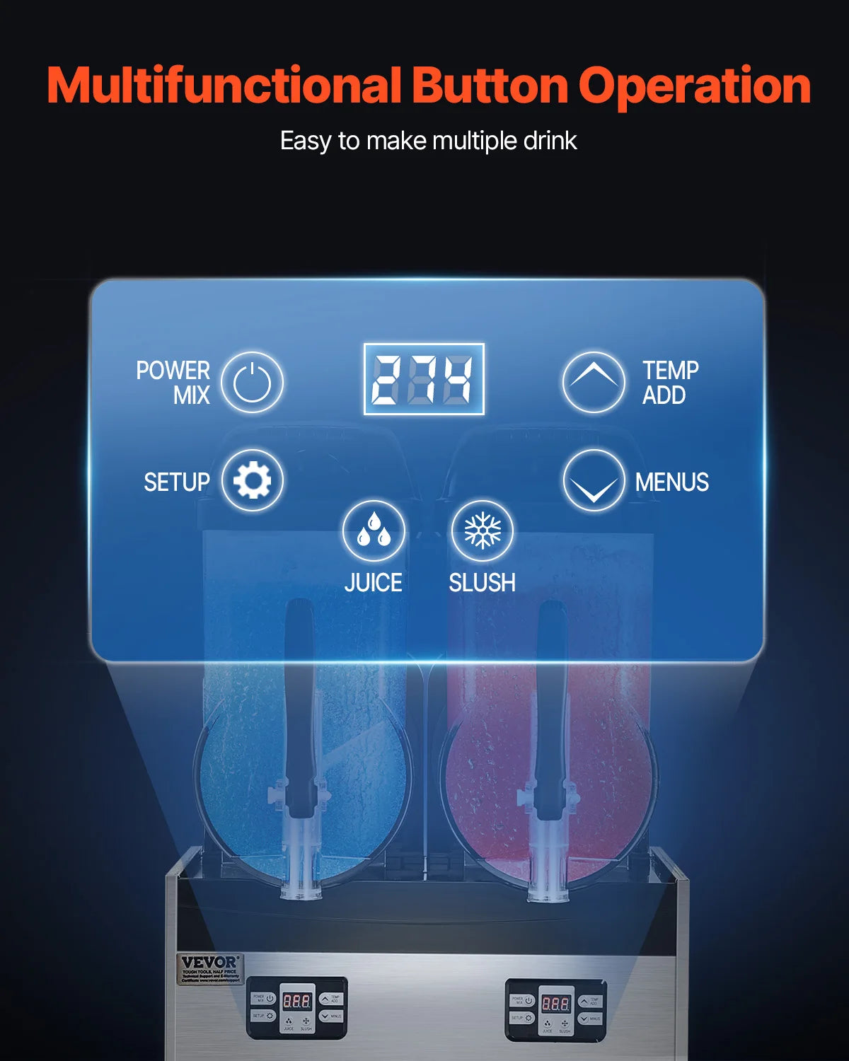 Machine 1-3 Tanks Stainless Steel Margarita Smoothie Frozen Drink Maker for Home Party Restaurants