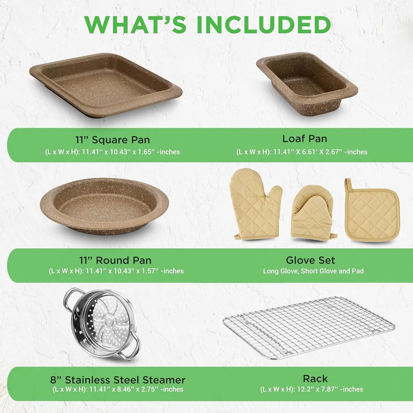 Bakeware Set - Professional Home Kitchen Collection with Multi-Sized Pots