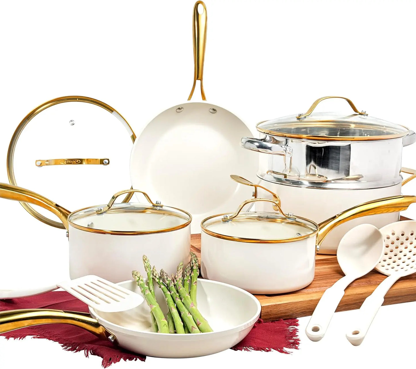 Ceramic Cookware Set Nonstick, Pots and Pans Set Non Stick for Kitchen with Frying Pan, Sauce Pan