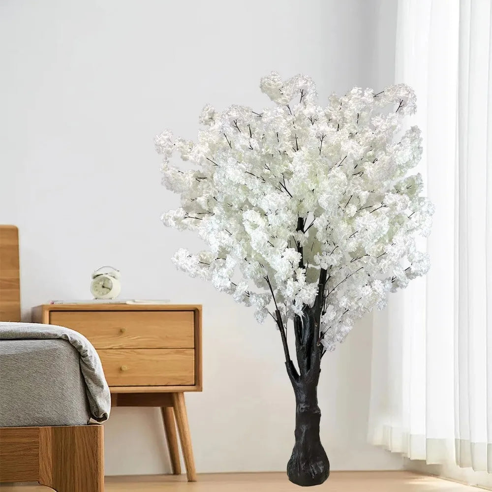 White Artificial Cherry Blossom Trees Faux Cherry Blossom Tree White Tree for Office HomeOutdoor Decor
