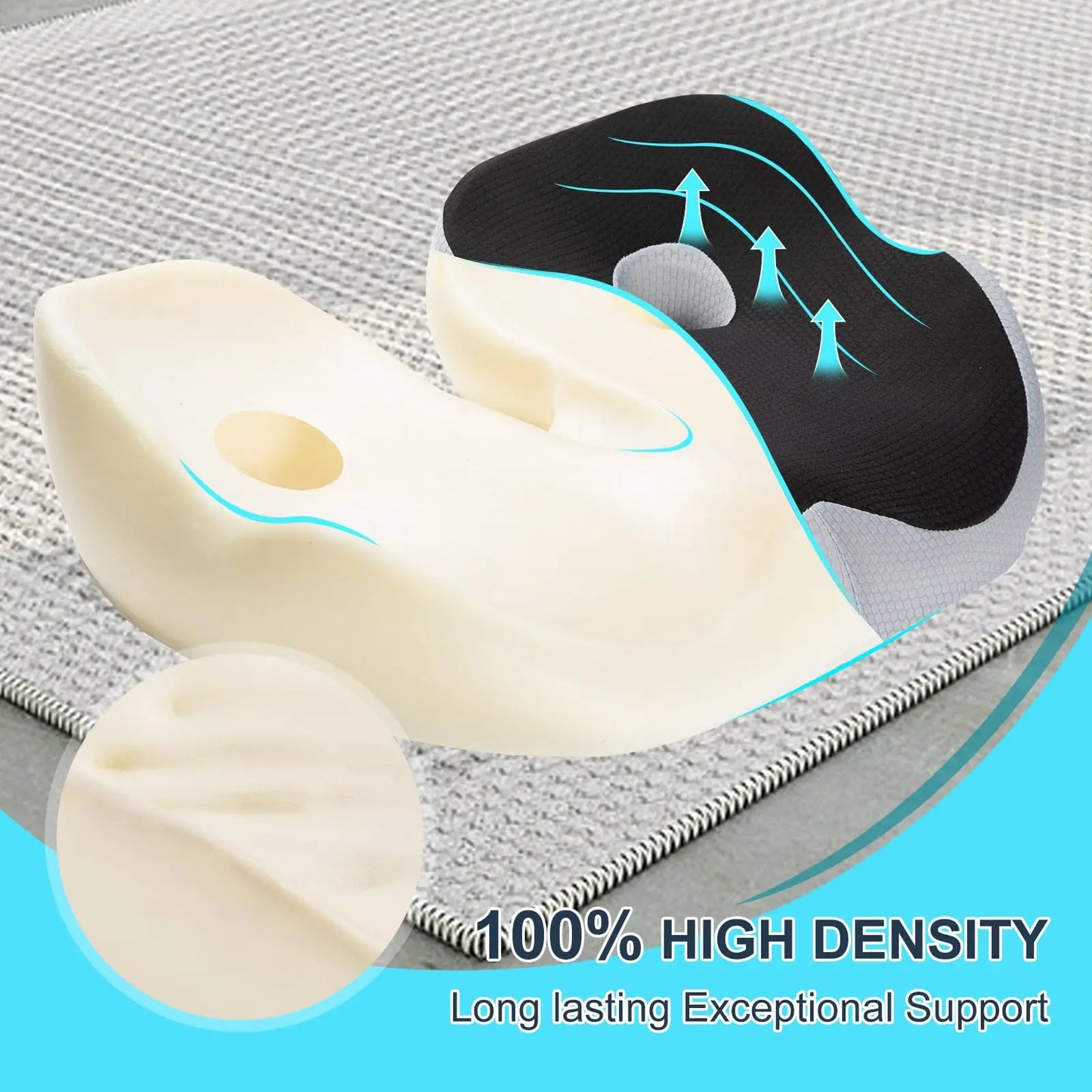 Ergonomic Memory Foam Seat Cushion for Sciatica Pain Relief, Larger Driving Seat Cushion for Short Drivers on Long Drives