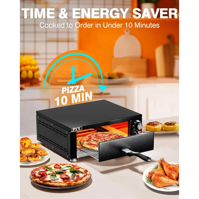 PYY Electric Pizza Oven Indoor Countertop Pizza Oven Commercial Pizza Maker Machine for Home with Timer Stainless Steel