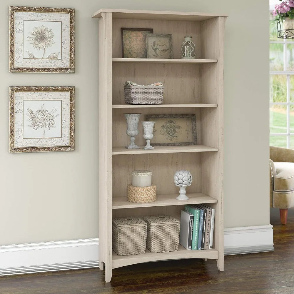 Tall 5 Shelf Bookcase in Vintage Black Home Office Book