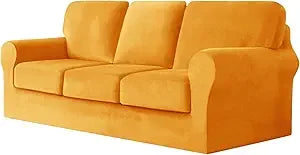 7 Piece Stretch Velvet Ektorp Sofa Covers, for 1 Base Cover, 3 Cushion Couch Cover and 3 Backrest Cover, for Living Room