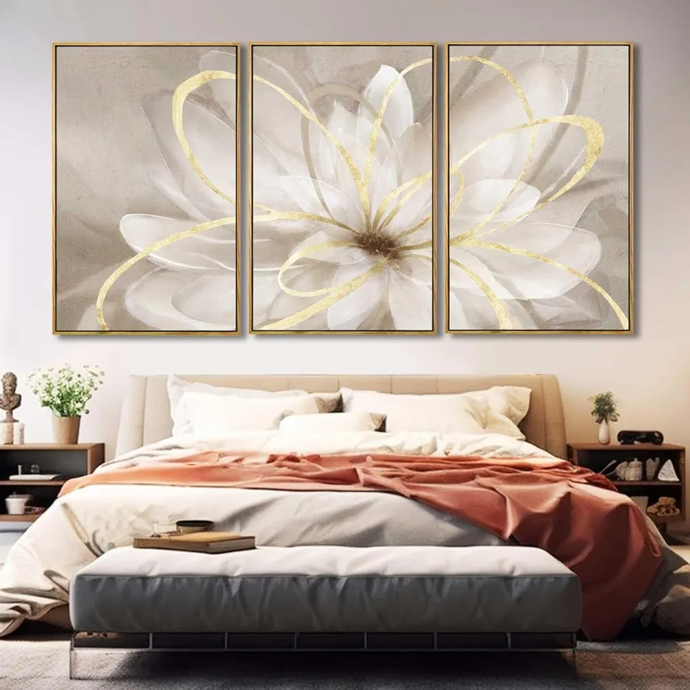 Posters & Prints, Gold Canvas Wall Art Abstract Line Painting foe Wall Decor