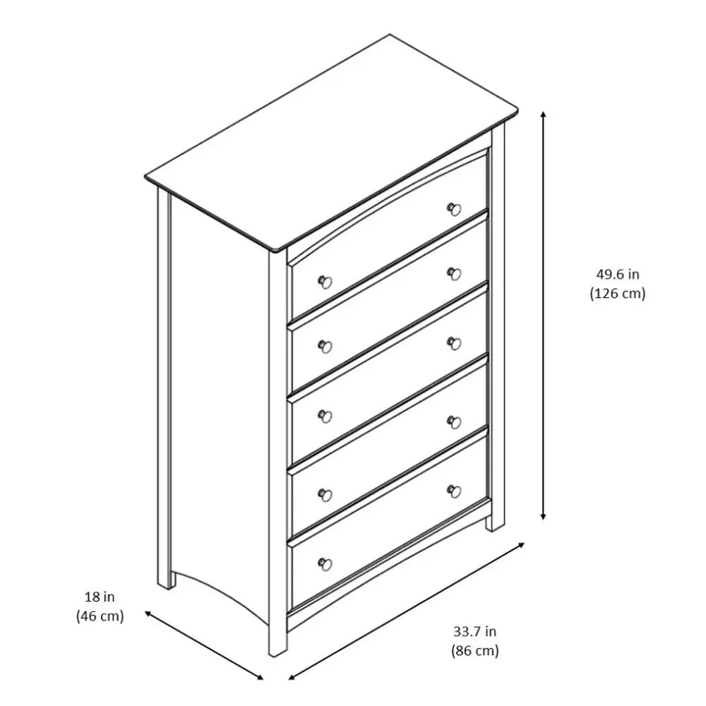 5 Drawer Dresser (White) for Bedroom,Nursery Dresser Organizer,Chest of Drawers with 5 Drawers,Universal Design for Bedroom