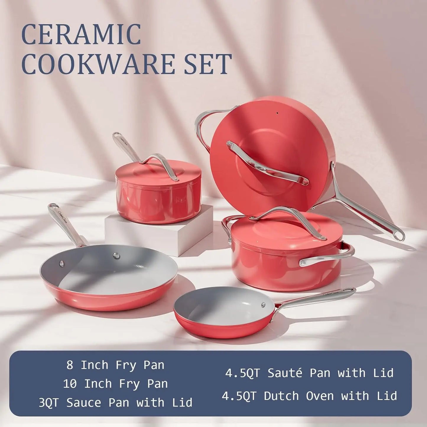Ceramic Cookware Set Nonstick Pots and Pans Set 8-Piece - Cookware,
