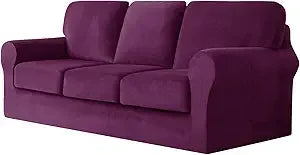 7 Piece Stretch Velvet Ektorp Sofa Covers, for 1 Base Cover, 3 Cushion Couch Cover and 3 Backrest Cover, for Living Room