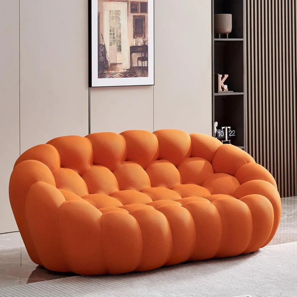 Modern Loveseat Sofa, Upholstered Comfy, Modern 2 Seater Bubble Sofa with 3D Honeycomb Shape
