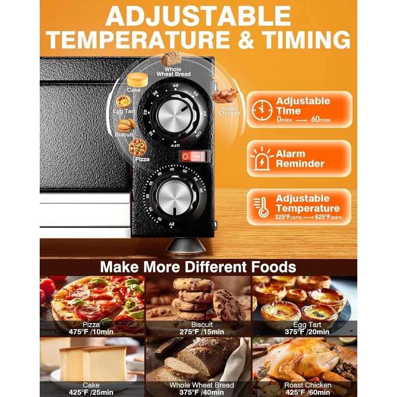 PYY Electric Pizza Oven Indoor Countertop Pizza Oven Commercial Pizza Maker Machine for Home with Timer Stainless Steel