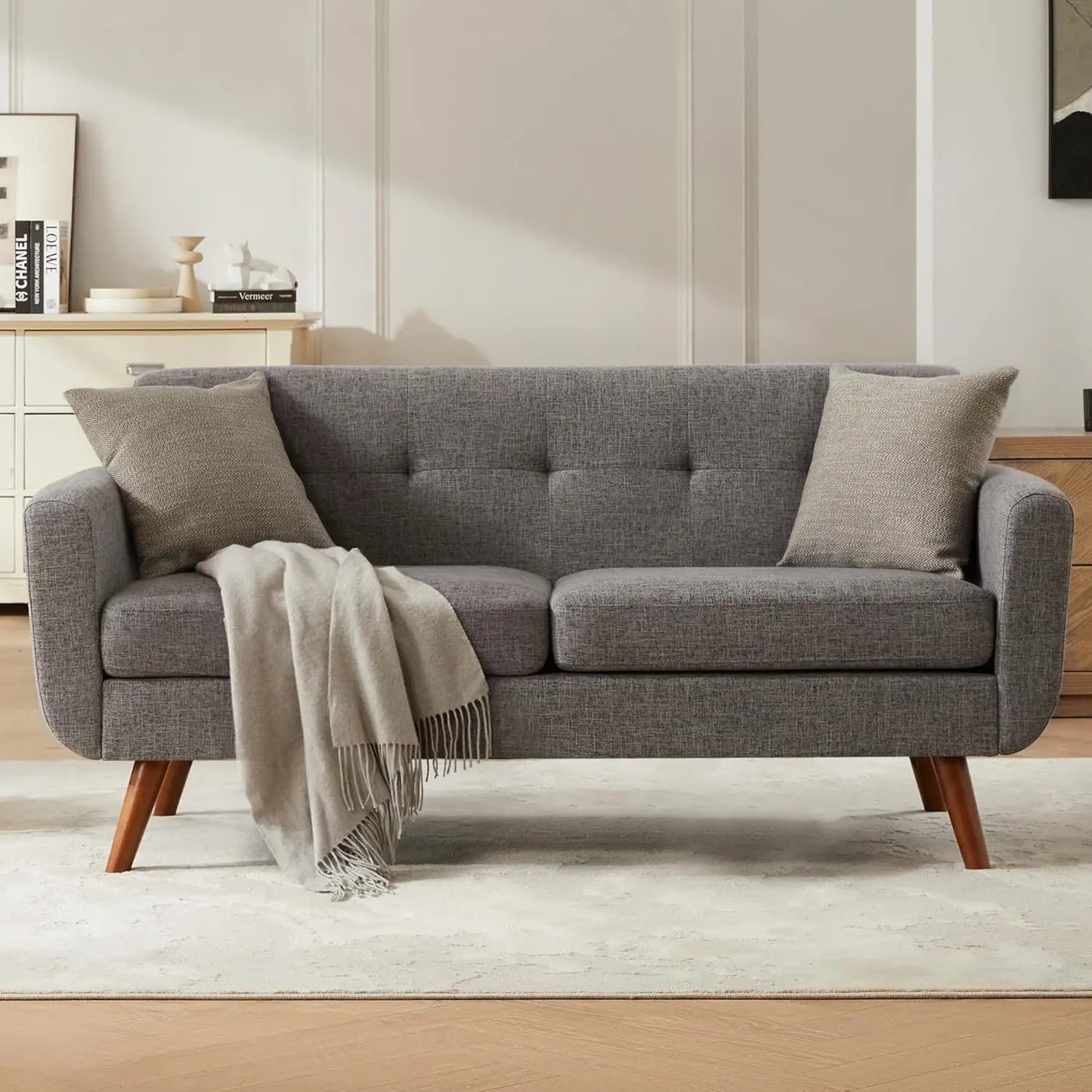 Loveseat Sofa, Mid Century Modern Decor Love Seat Couches for Living Room,