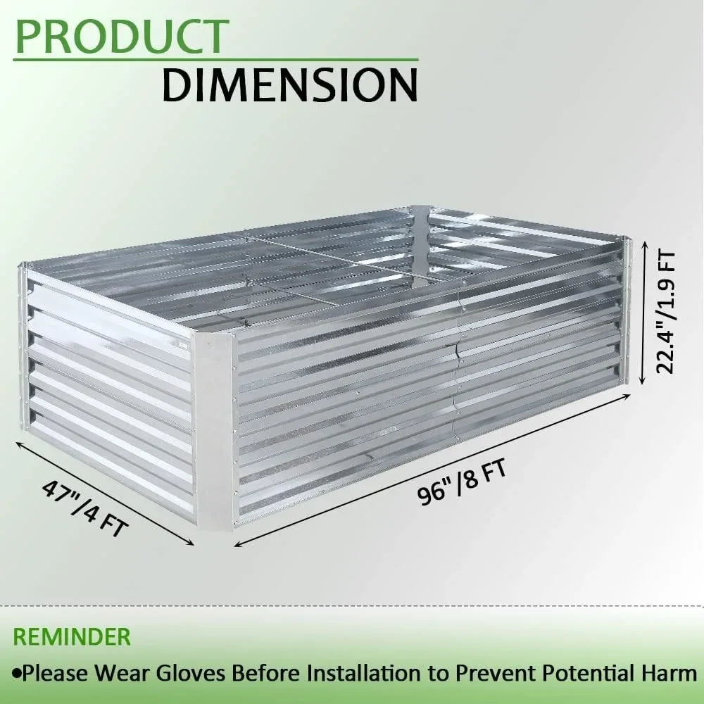 Galvanized Raised Garden Bed Box Large Metal Outdoor Flower Bed Steel Patio Ground Planter for Planting Vegetables