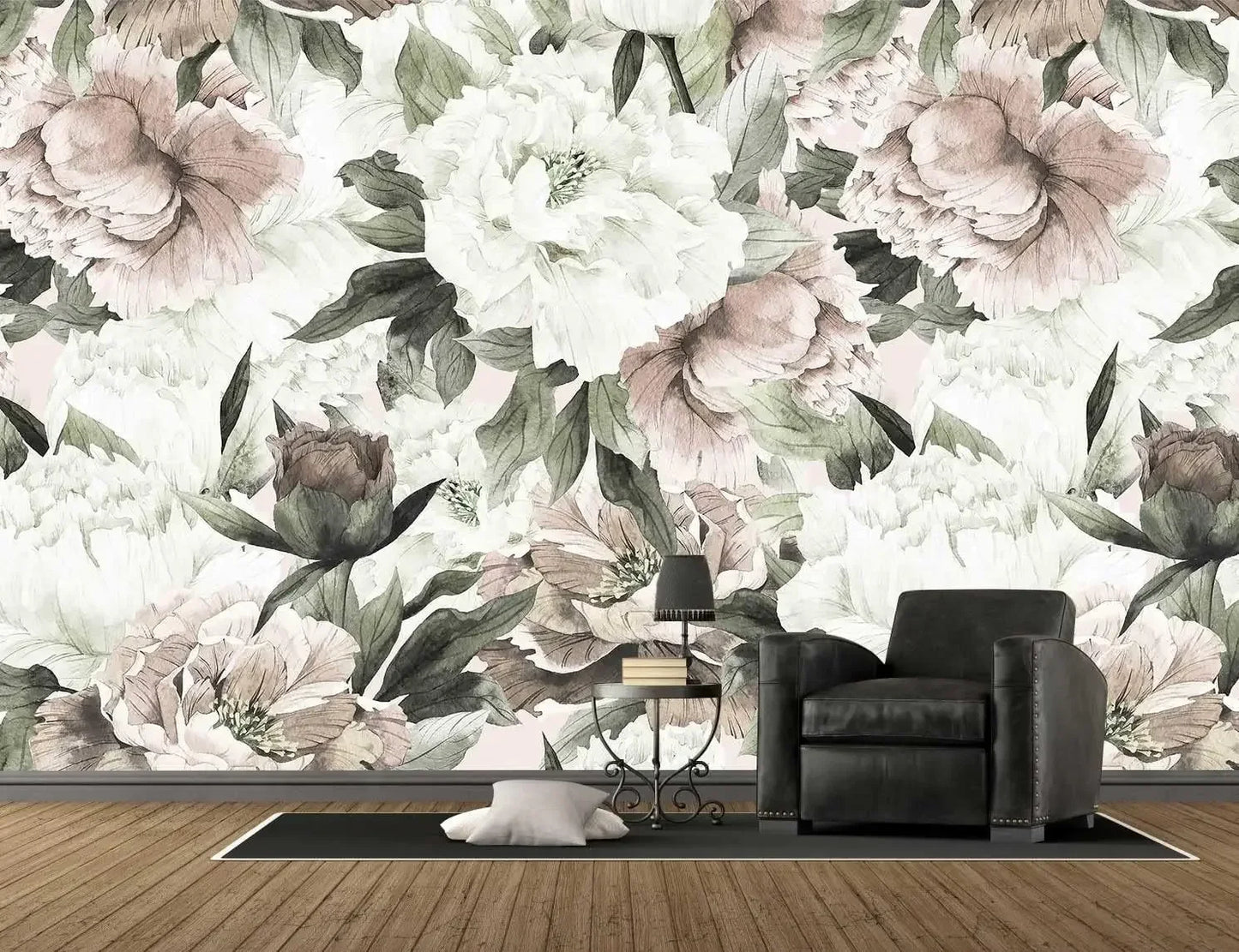 Roses and Banana Leaves Wall Mural Wallpaper for Bedroom and Living Room