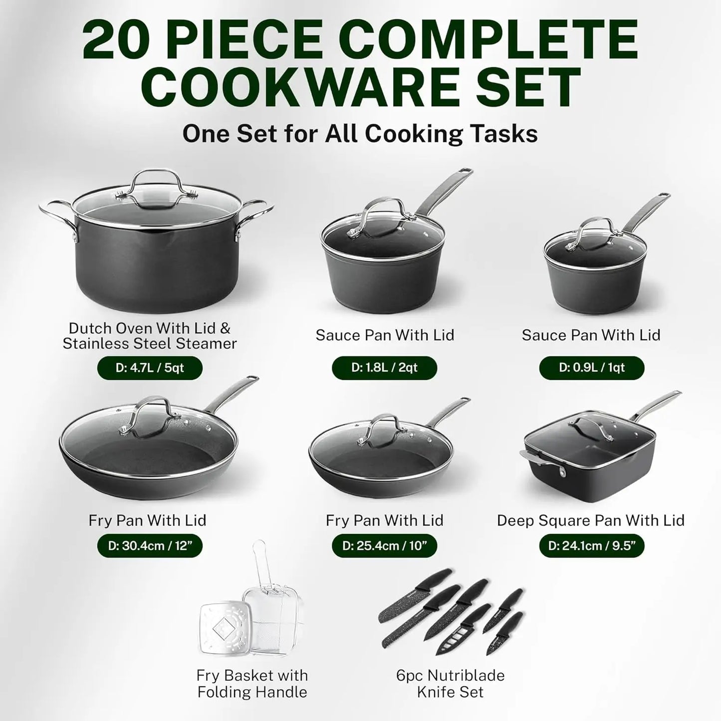 Hard Anodized Induction Cookware Sets Kitchen Pots and Pans Set Non Stick