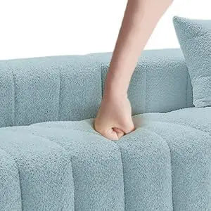 Modern Sofa Bubble Couch with 2 Pillows, Premium Teddy Velvet 3-Seater Couch, Fluffy Loveseat Sofa
