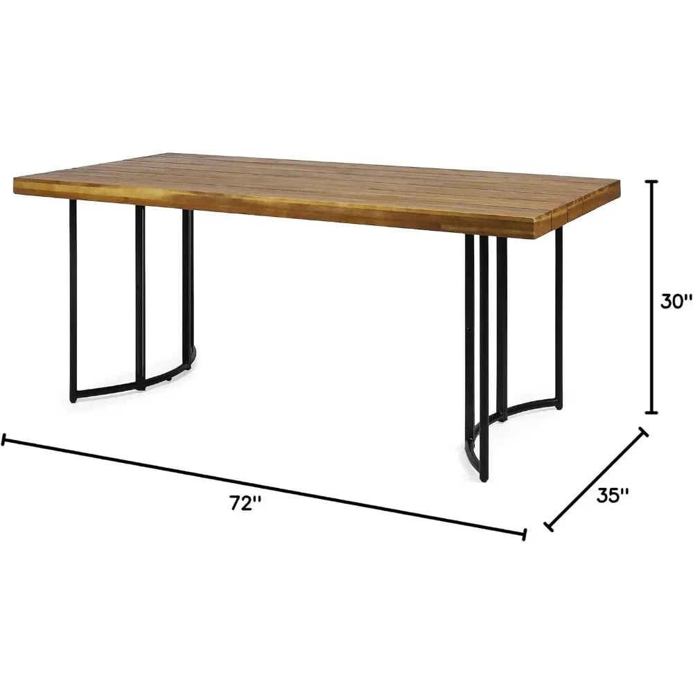 Outdoor Modern Industrial Acacia Wood Dining Table Outdoor Garden Furniture
