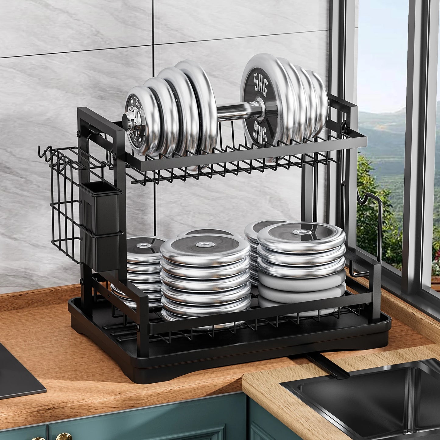 Dish Drying Rack Multifunctional Dish Rack for Kitchen Counter, Storage